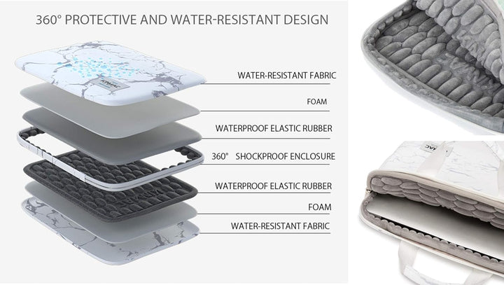 Kinmac 360 Degree Laptop Messenger Shoulder Bag, 15 inch-15.6 inch Weisser Marmor