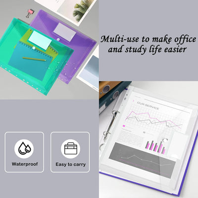 Dokumententasche A4 30 pack, Dokumentenmappe A4 Transparent Sammelmappen mit 11 Lochrand und Etikett