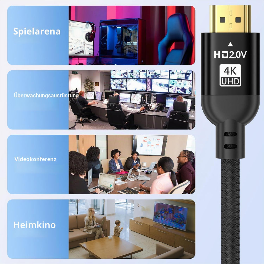 Diyanisly 4K HDMI Kabel 20M, 18Gbps Hohe Geschwindigkeit Geflochtenes HDMI 2.0 Kabel, Unterstützt 4K