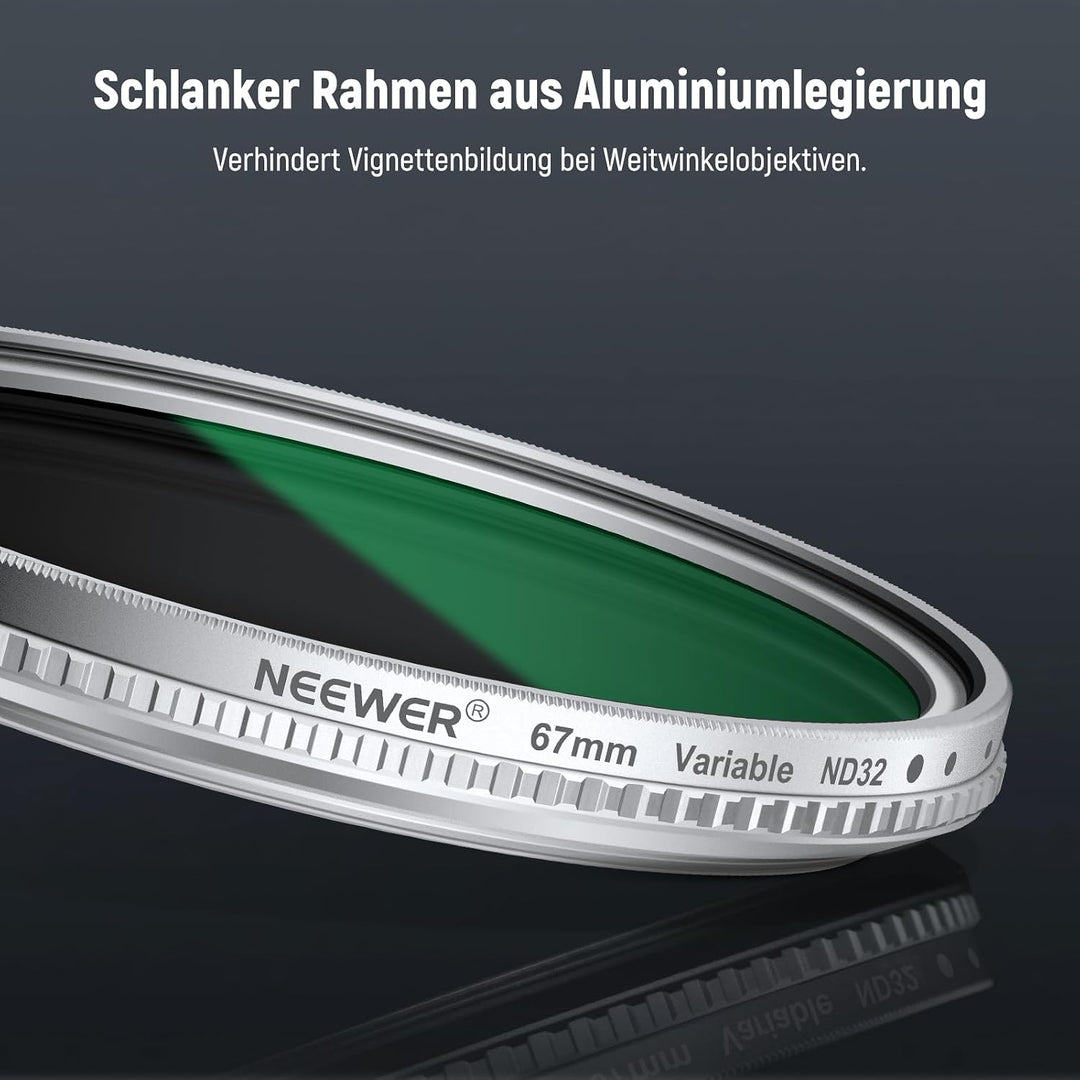 NEEWER 67mm variabler ND Filter Graufilter, einstellbarer ND2-32 (1-5 Stop), mehrfachvergütet HD Opt