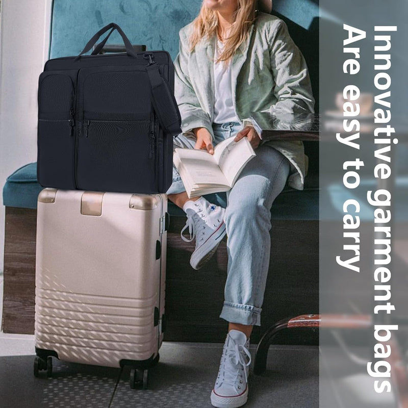 KINGSLONG Kleidersack Reisetasche Faltbare Anzugtasche für 3 Anzüge, 2 in 1 Kleidertasche Handgepäck