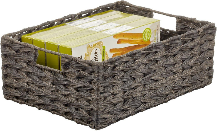 mDesign Woven Farmhouse Kitchen Pantry Food Storage Organizer Basket Box - Container Organization fo