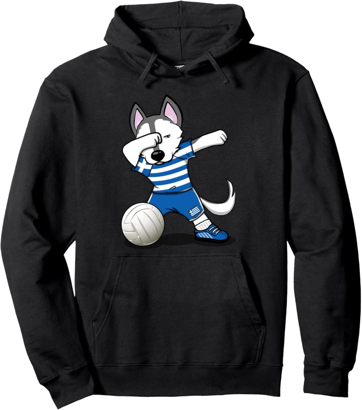 Dabbing Husky Griechenland Volleyball Griechische Flagge Pullover Hoodie
