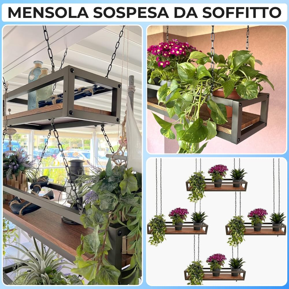 yelloo FLOWERS Hängendes Deckenregal mit Blumenketten für vertikale Garten Getränkehalter Flaschen B