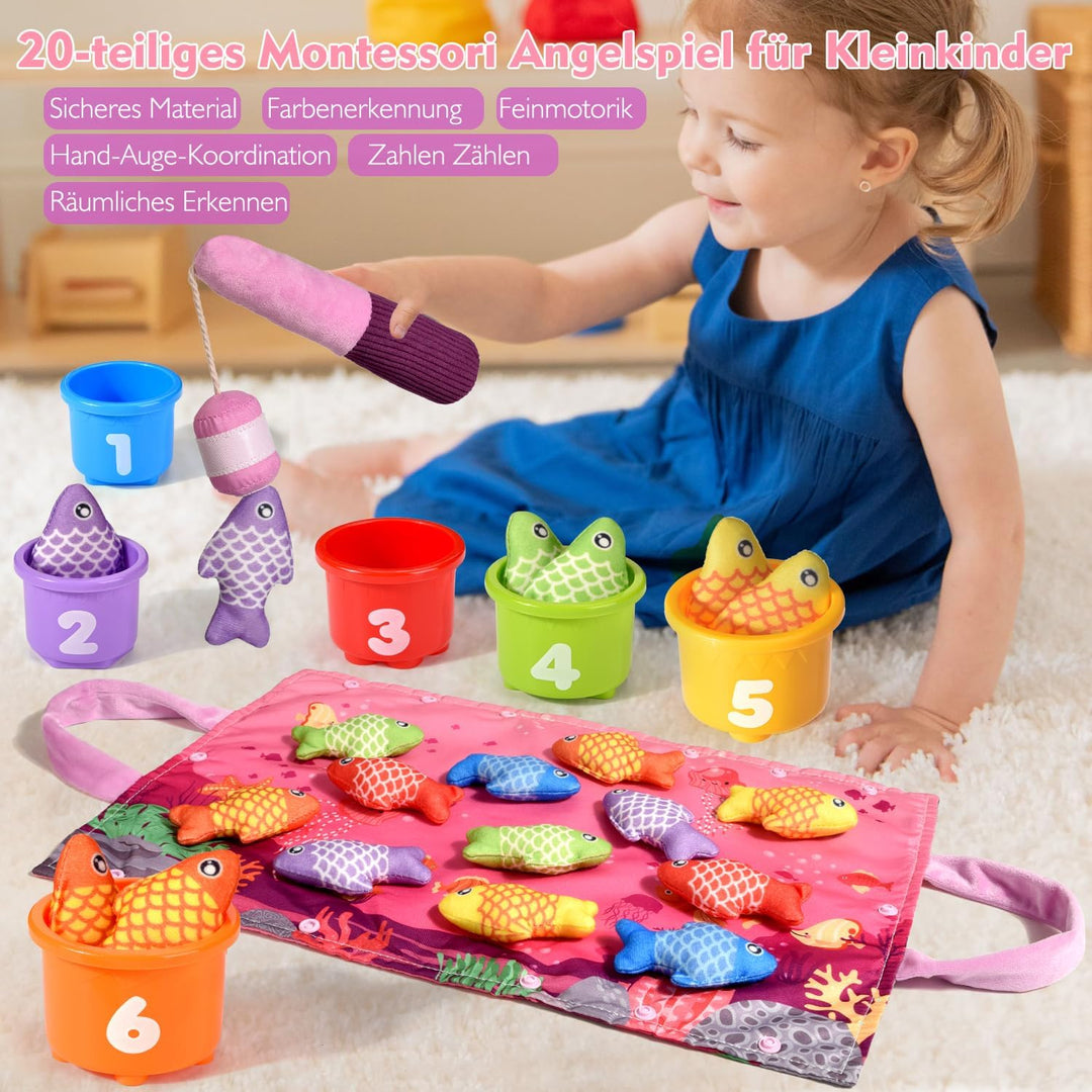 Montessori Spielzeug ab 1 2 Jahr Mädchen, Rosa Angelspiel kinderspielzeug, Baby Spielzeug für 6 12 1