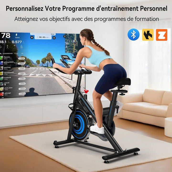 Wenoker Heimtrainer Fahrrad mit App,Leises Ergometer Hometrainer Fahrrad mit Magnetwiderstand