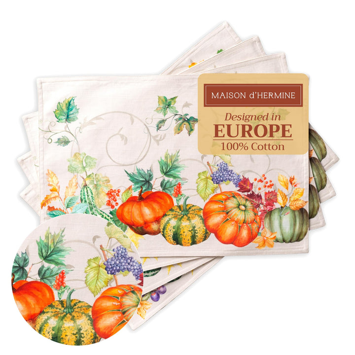 Maison d' Hermine Tischsets, 100% Baumwolle Set mit 4, dekoratives Oster-Tischset, waschbar, Abendes