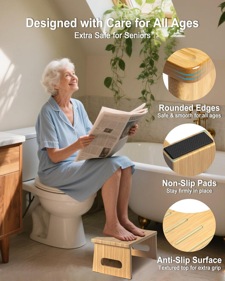 Toilettenhocker Holz – WC Hocker fur Erwachsene – Toilettenhocker Holz Klappbar - Squatty Kackhocker