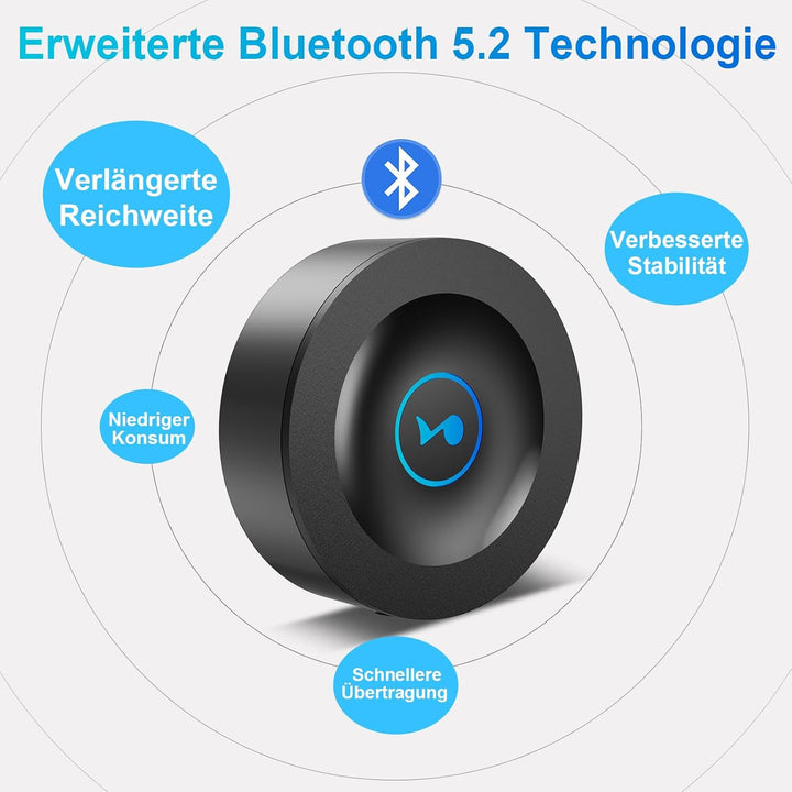 Bluetooth 5.2 Empfänger für Stereoanlage, AUX Bluetooth Adapter Klinke 3.5, Lossless-Level HiFi Rece