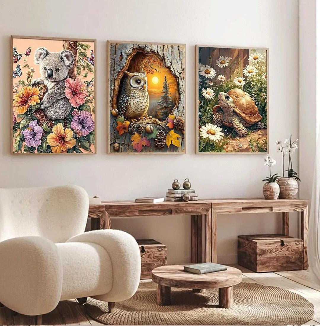 JATOK 3 Stück Malen Nach Zahlen Erwachsene, DIY Tiere Gemälde für Anfänger, Handgemalt Ölgemälde Lei