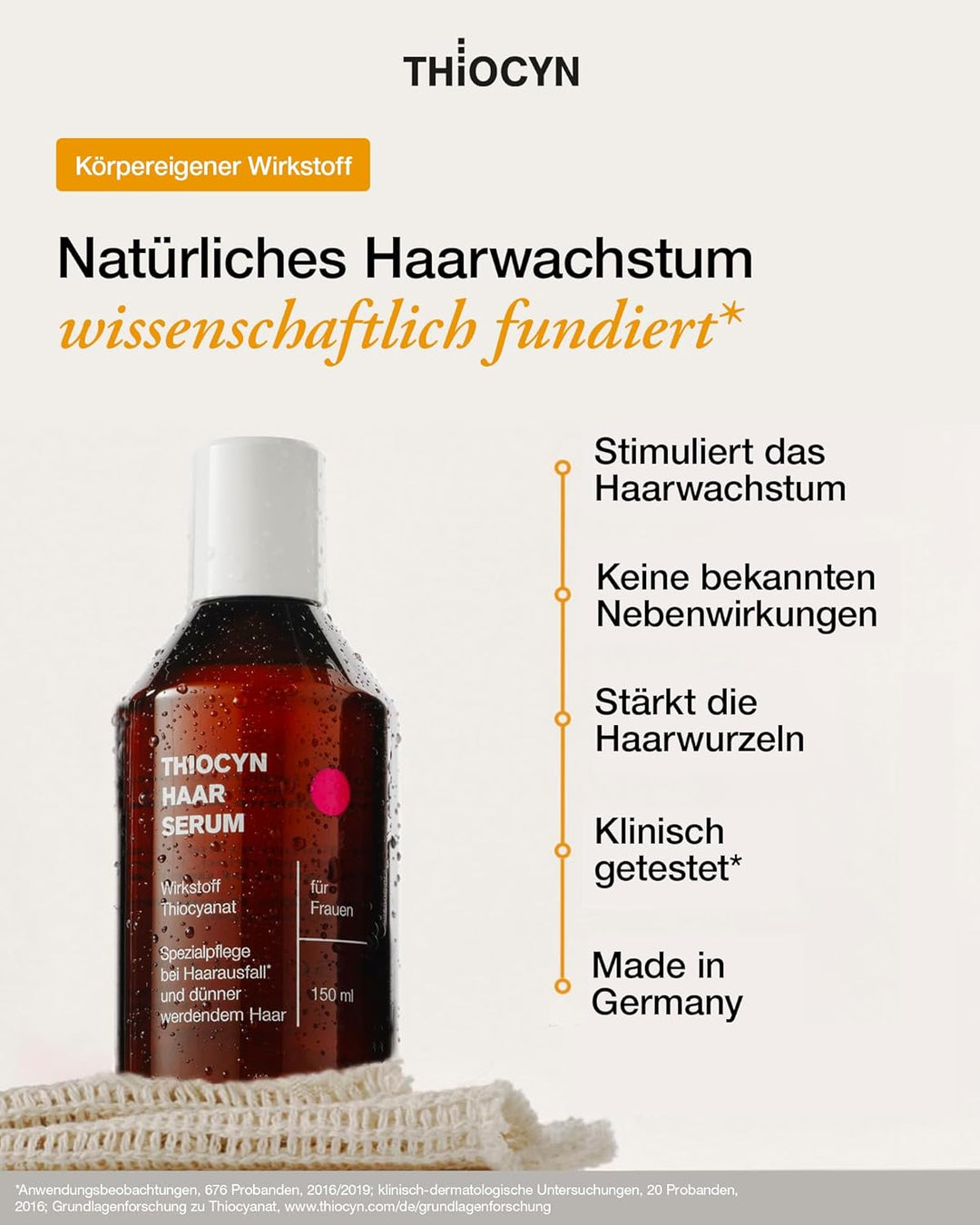 Thiocyn Haarserum gegen Haarausfall Frau 150 ml - Haarwachsstum beschleunigen mit Thiocyanat, Biotin
