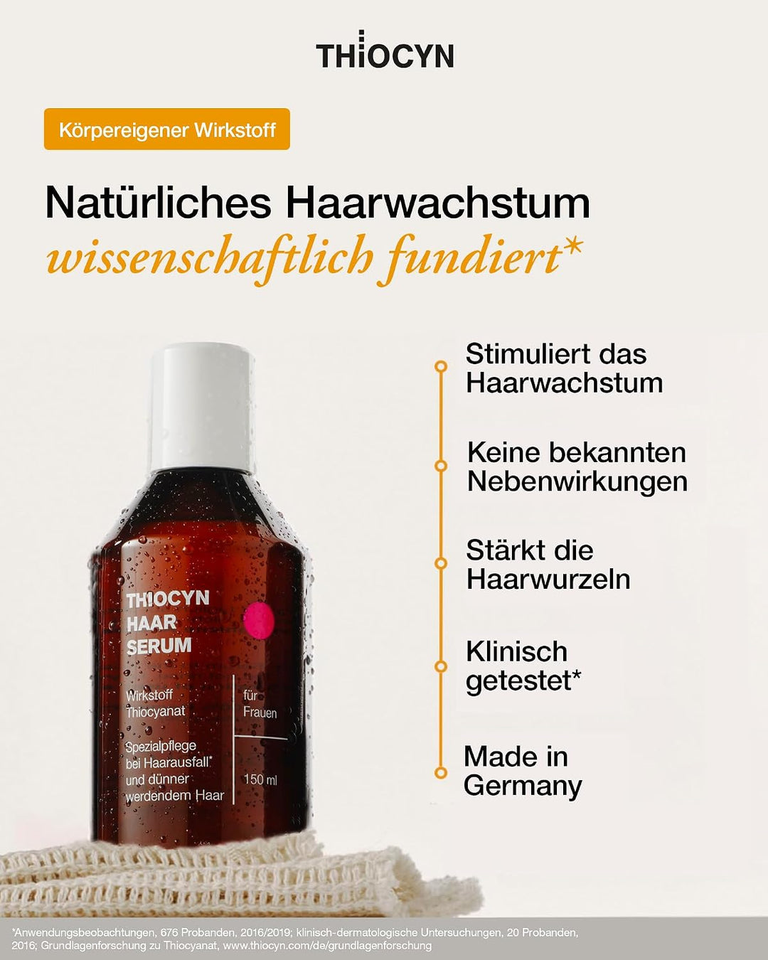 Thiocyn Haarserum gegen Haarausfall Frau 3 x 150 ml - Haarwachsstum beschleunigen mit Thiocyanat, Bi