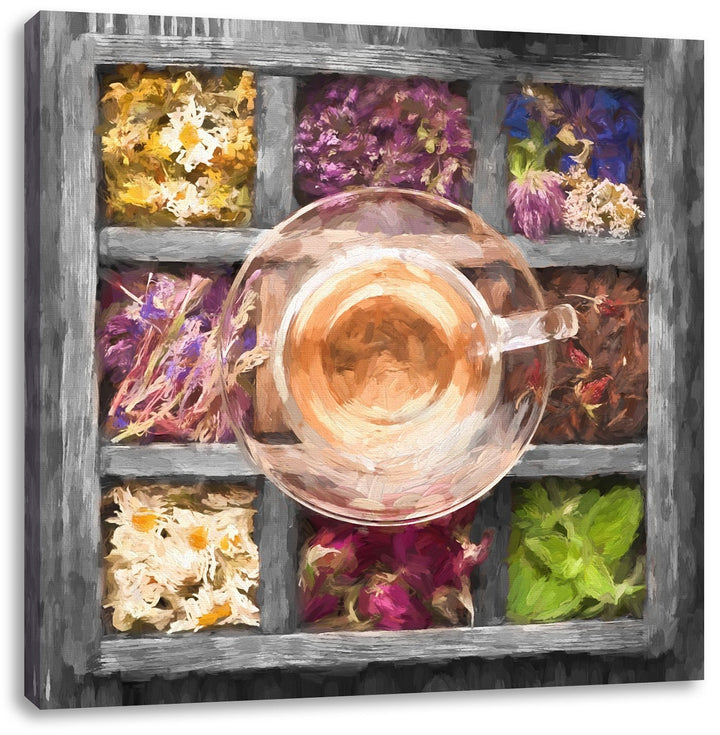Pixxprint Teeglas als Leinwandbild Quadratisch/Grösse: 70x70 / Wandbild/Kunstdruck/fertig bespannt,