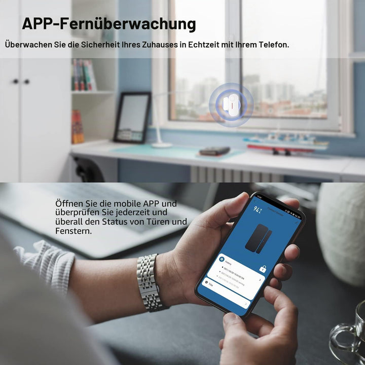 WiFi Smart Türsensor, drahtloser Türfenster Sensor Alarm, Mini Kontaktsensor für die Sicherheit zu H