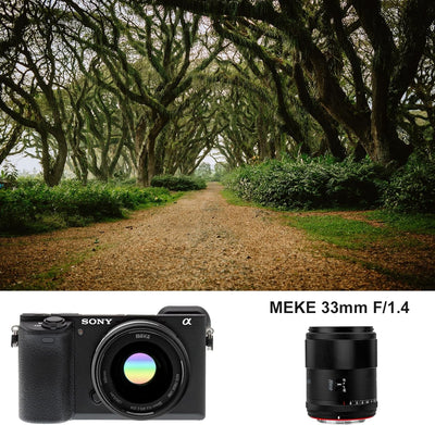 Meike 33mm F1.4 Weitwinkel APS-C AF STM(Schrittmotor) Objektiv Autofokus Festbrennweiten für Sony E