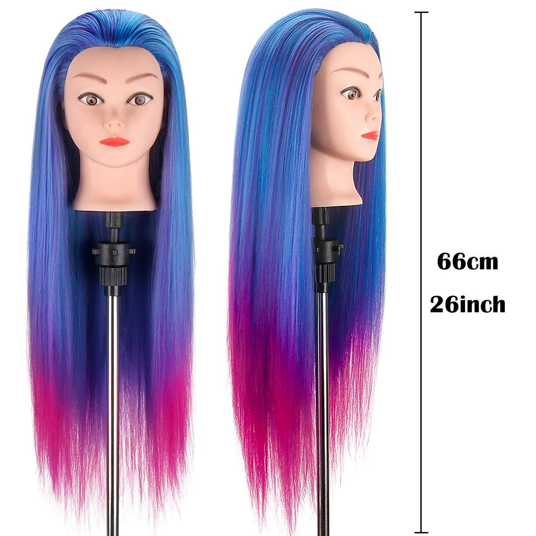 TopDirect 66cm/26 Zoll Übungskopf Frisierkopf Friseur 100% Synthetisches Haar Perückenkopf Trainings