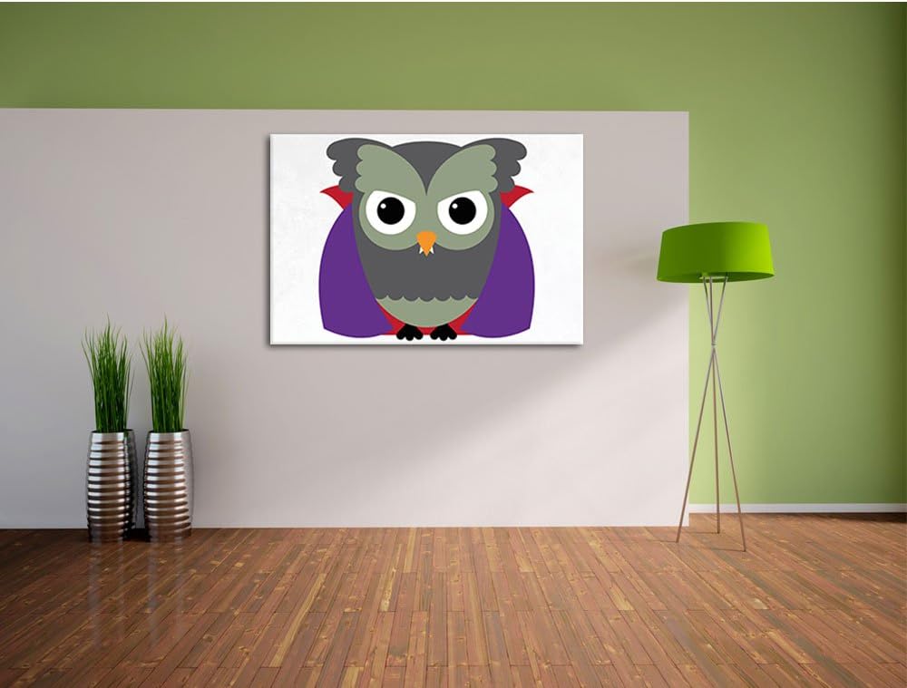Vampir Eule weiss, Format: 100x70 auf Leinwand, XXL riesige Bilder fertig gerahmt mit Keilrahmen, Ku