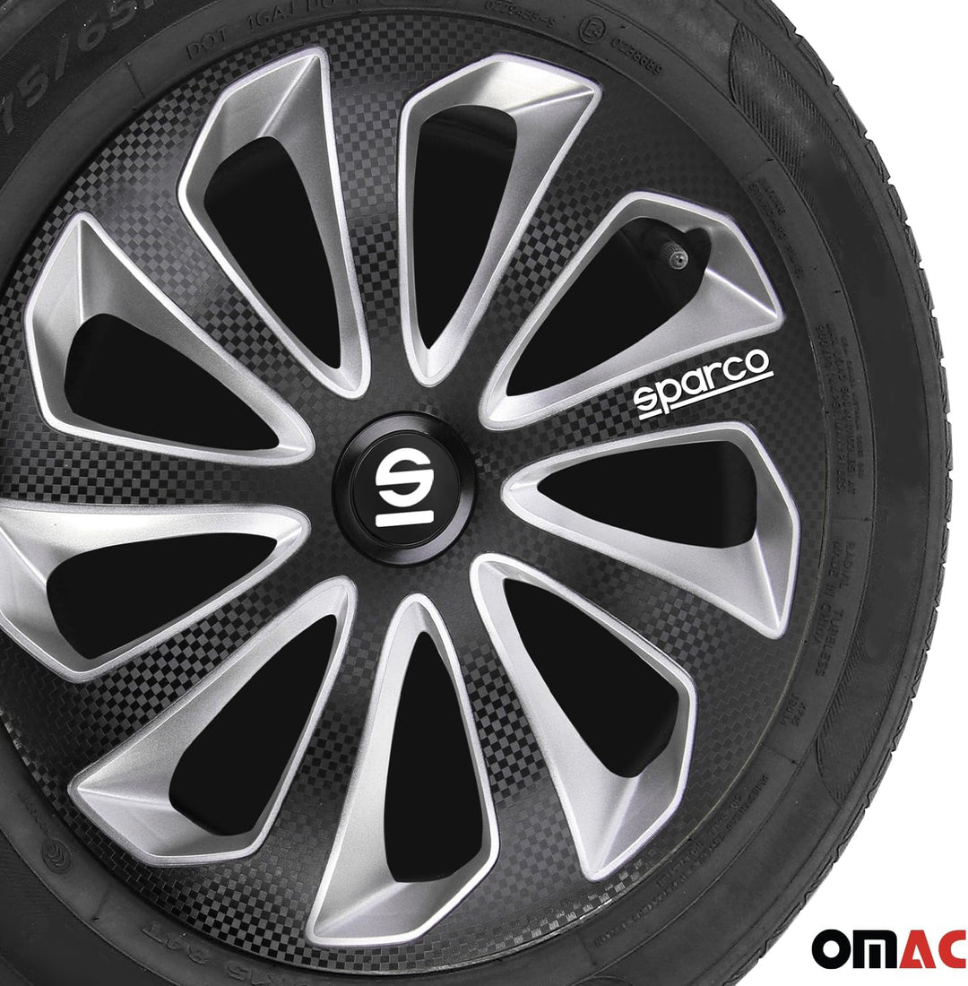 Satz Sparco Radzierblenden Sicilia 14-Zoll Schwarz/Silber/Karbon