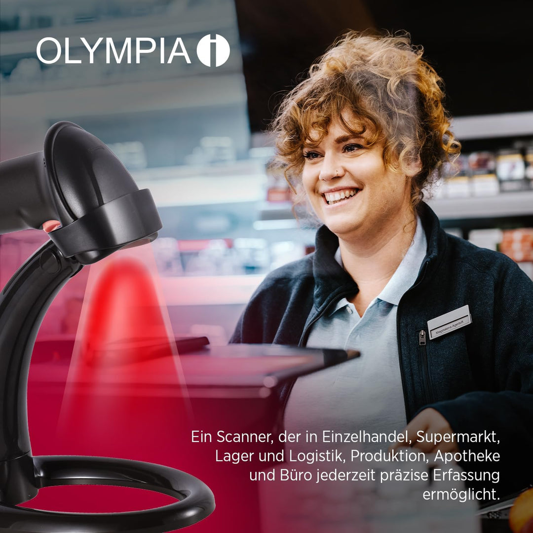 Olympia LS 6100 2D LED Barcode Scanner | Hochpräziser Handscanner mit USB