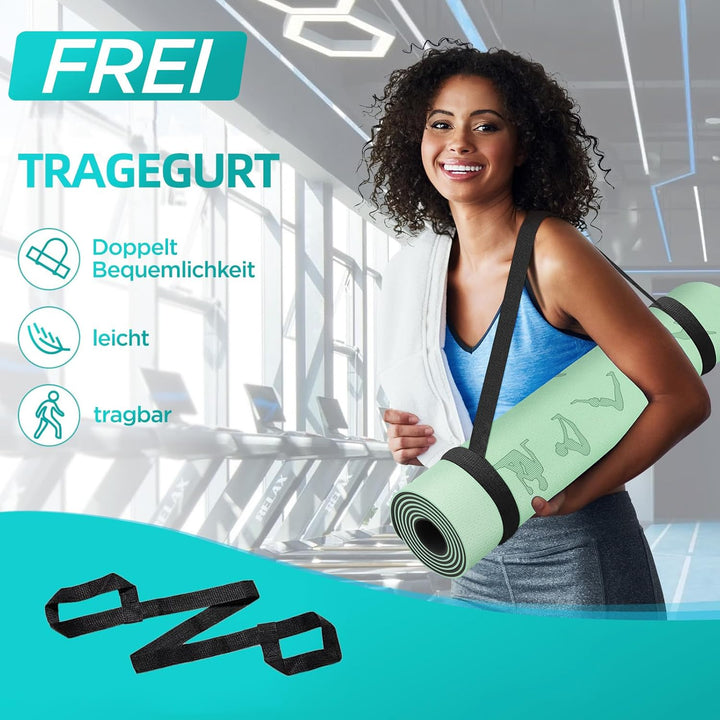 OUTDOUSE Yoga Matte, TPE 6mm Dicke Hautfreundliche Yogamatte Rutschfest Gymnastikmatte Pilates Gymna