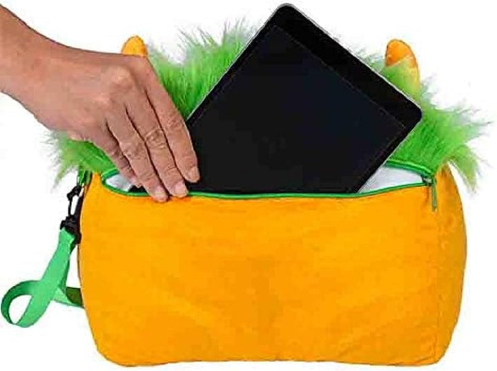 Bookmonster Deluxe Luca - Lesekissen - orange/grün/weiss: mit Taschen und Griff - für Bücher, Tablet