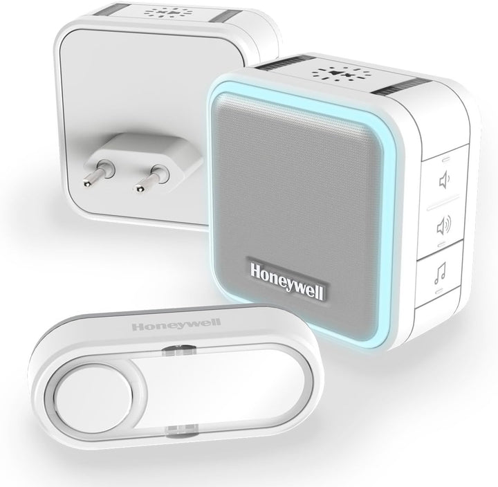 Honeywell Home DC515SP2 Serie 5 kompakter Einsteck-LED-Gong mit Klingeltaster (weiss) Einsteck - qua