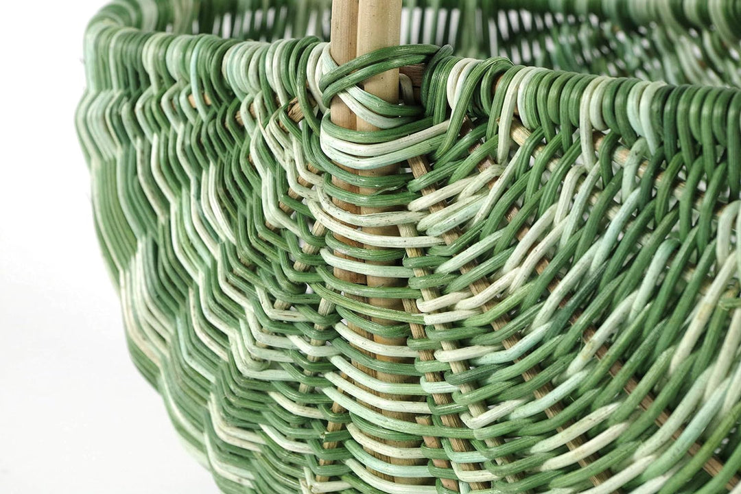 Kobolo Einkaufskorb geflochten Korb Rattankorb - multicolor grün - 50x35x23 cm, Grün