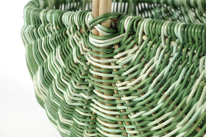 Kobolo Einkaufskorb geflochten Korb Rattankorb - multicolor grün - 50x35x23 cm, Grün