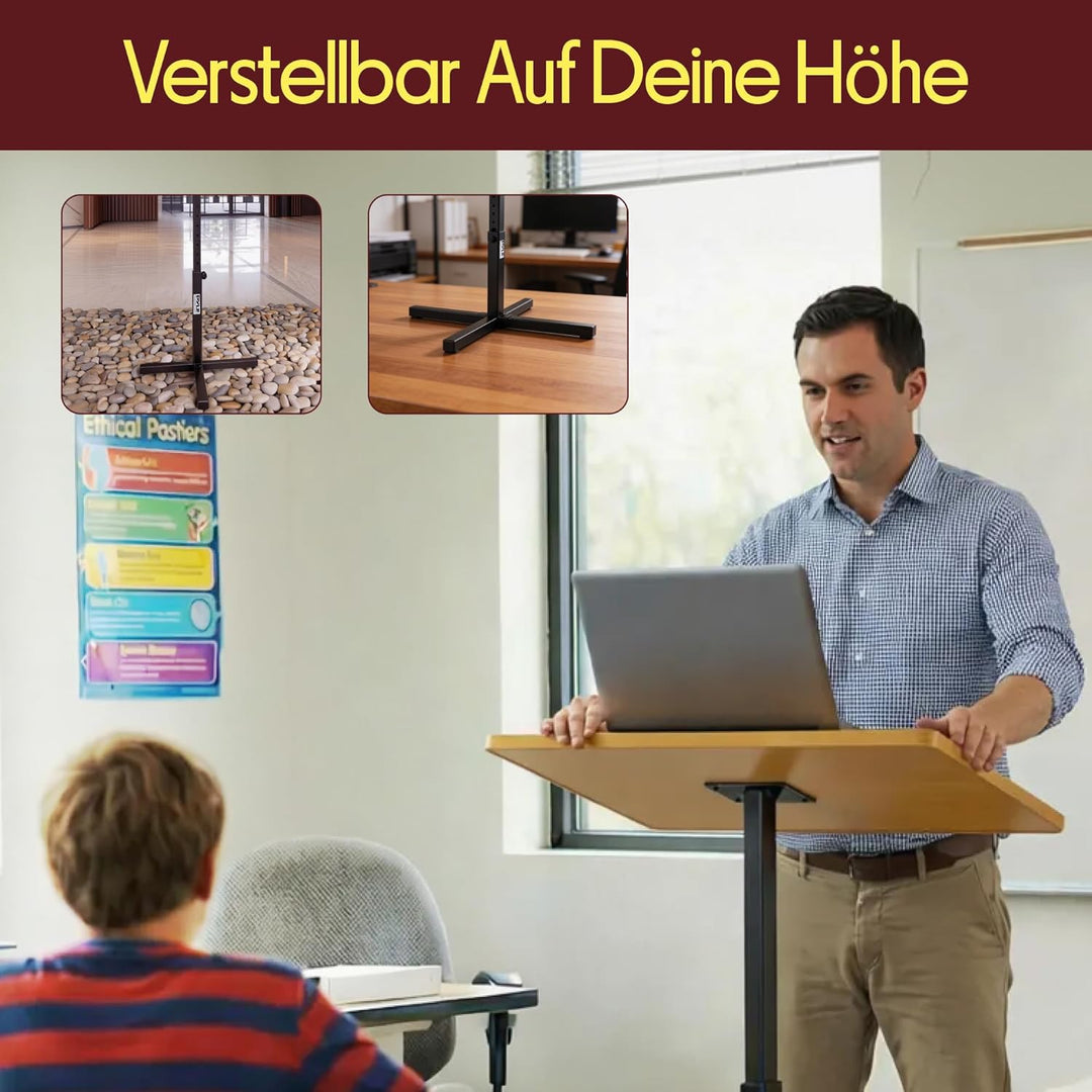 Pyle Stehpult Höhenverstellbar – Mobiler Laptopständer & Stehtisch für Büro, Bühne oder Präsentation