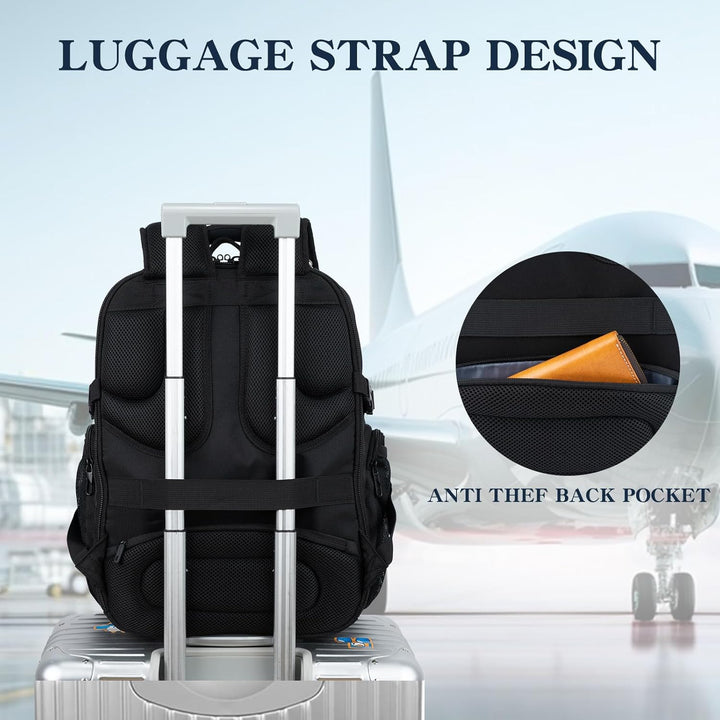 EMPSIGN Gross Laptop Rucksack Herren 17,3 Zoll Arbeit Wasserdicht, Laptoptasche Reisen mit USB Ladea