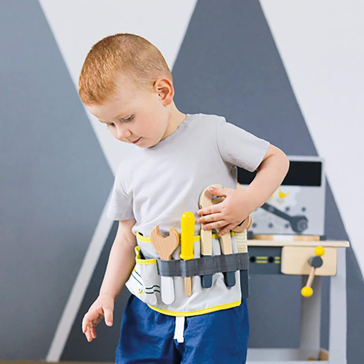 Small Foot Werkzeuggürtel Miniwob, verstellbar und mit Werkzeugen aus Holz, für Kinder ab 3 Jahren,