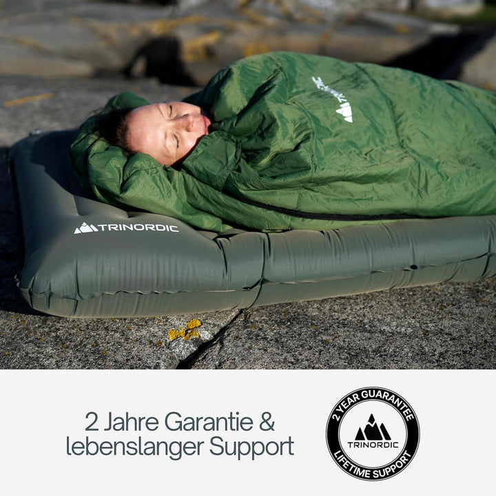 Trinordic Extradicke Aufblasbare Isomatte - 12cm Dick & 70cm Breit mit Fusspumpe & Kissen - Camping