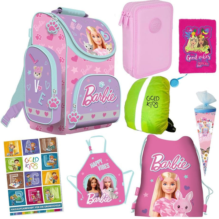 Goldkids - Schulranzen für Jungen und Mädchen - Schul-Rucksack für Kinder mit Federmäppchen - Schuhb