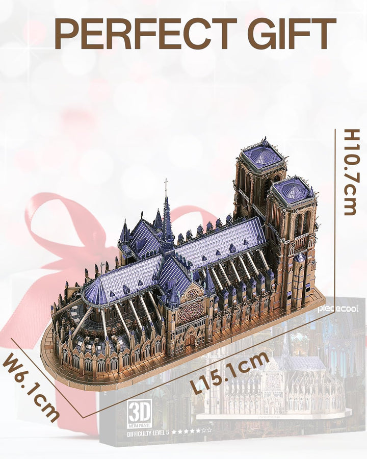 Piececool 3D Puzzle modellbausatz Erwachsene 3D Metall Puzzle 3D Puzzle Erwachsene - Notre Dame Kath