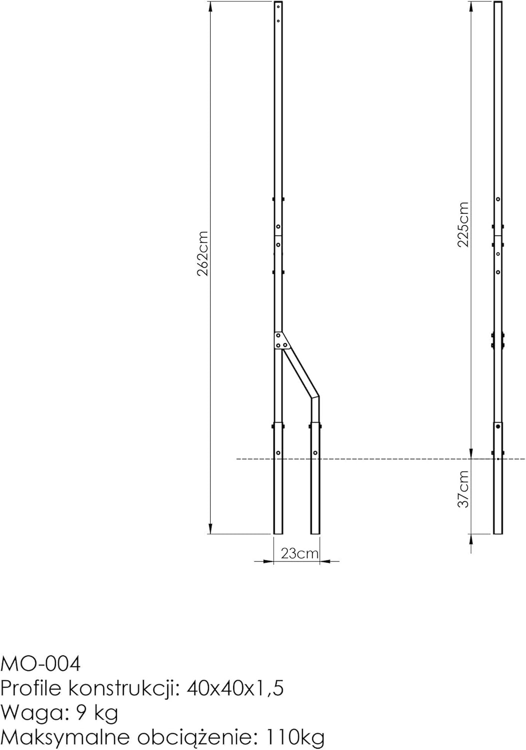 Marbo Sport Pfosten 1,5m MO-004, OUTDOOR, stabil langlebig pulverbeschichtet, Wandstärke 1,5m, für e