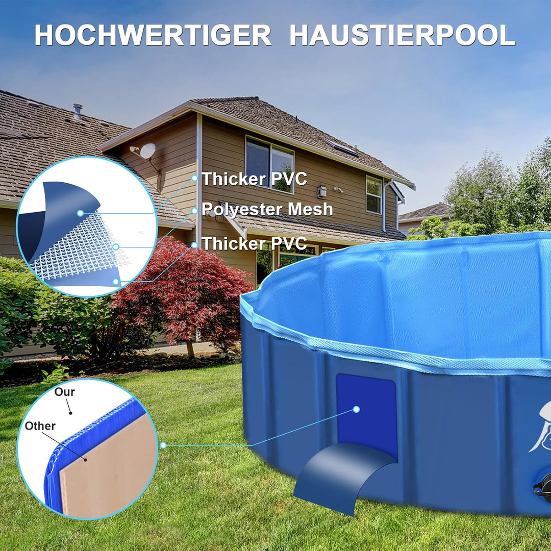 Hundepool für Grosse & Kleine Hunde, Faltbarer Hunde Planschbecken 80 * 30CM Hundebadewanne Stabiler