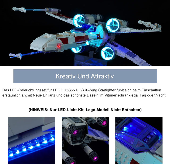 Fernbedienung Licht-Kit für Lego 75355 X-Wing Starfighter Spielzeug (Kein Lego-Modell), Led Beleucht