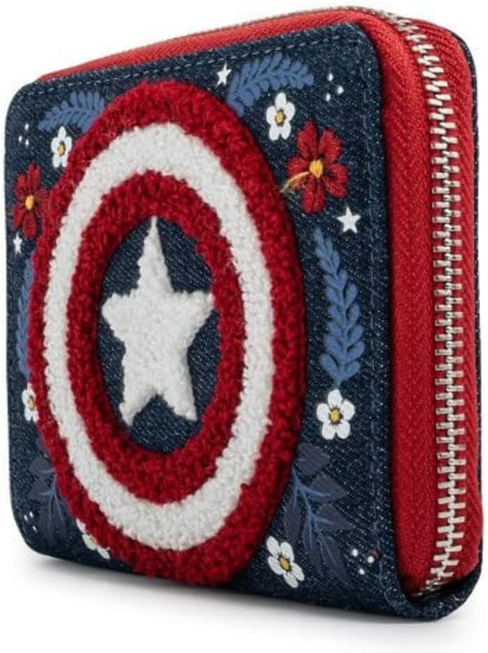 LOUNGEFLY Unisex Kinder Mvwa0157 x Marvel Captain America 80th Anniversary Floral Shield Zip-Around