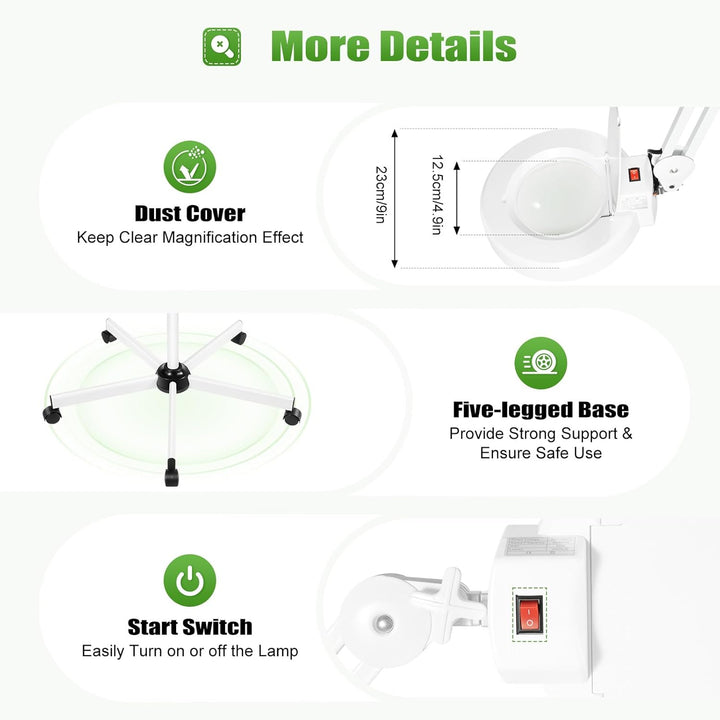 8X LED Lupenleuchte Kosmetische Lupe Lupenlampe mit Standfuss Vergrösserung Lupenlampe LED Lupenleuc