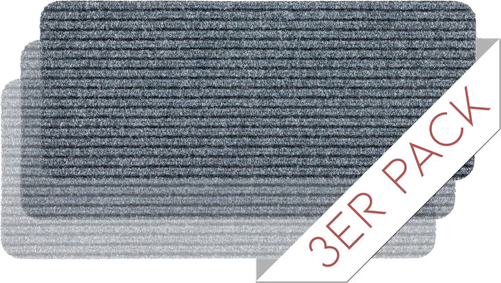 Astra Fussmatte innen Silber Schmutzfangmatte rutschfest – Türmatte 25x60 cm 3er Set wasserabweisend