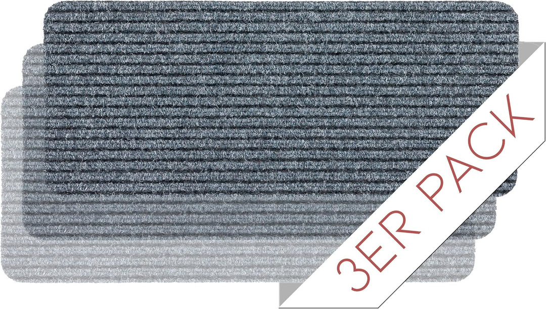 Astra Fussmatte innen grau Schmutzfangmatte rutschfest – Türmatte 25x60 cm 3er Set wasserabweisend –