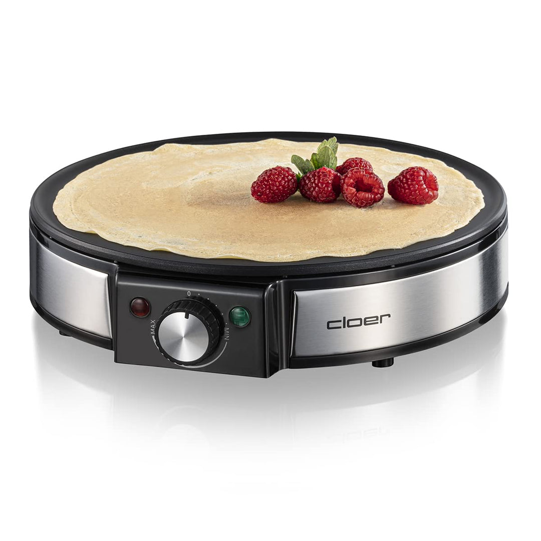 Cloer 6630 Crêpes-Maker, für süsse oder herzhafte Crepes mit 30 cm Ø, 1200 W, Antihaftbeschichtung,