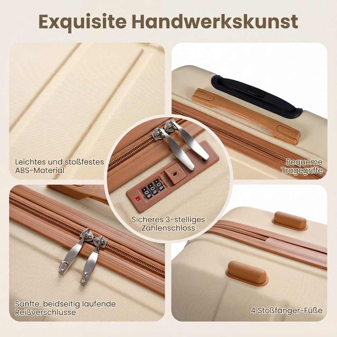 COSTWAY Kofferset 5 teilig Hartschale, Koffer Set mit1Reisetasche & 1 Kulturbeutel, Reisekoffer mit
