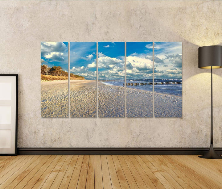 Bild Bilder auf Leinwand Ostsee Wandbild Poster Leinwandbild REN Leinwand 160x80cm - 5 Teile XXL, Le
