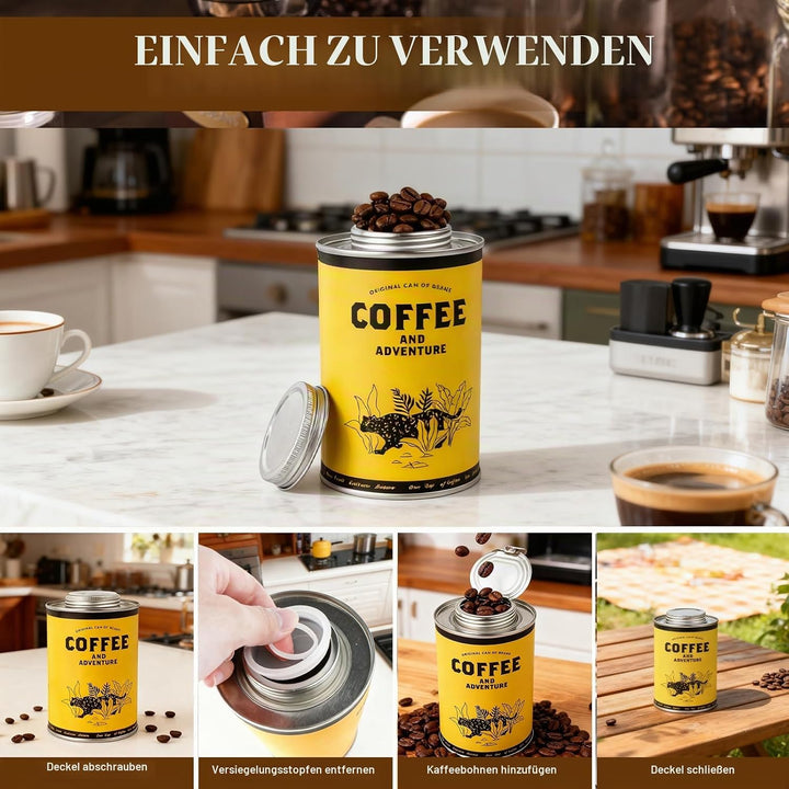 Kaffeedose Luftdicht 620 ml Aufbewahrung-Metalldose Vorratsbehälter für Lebensmittel, Runde Kaffeepa