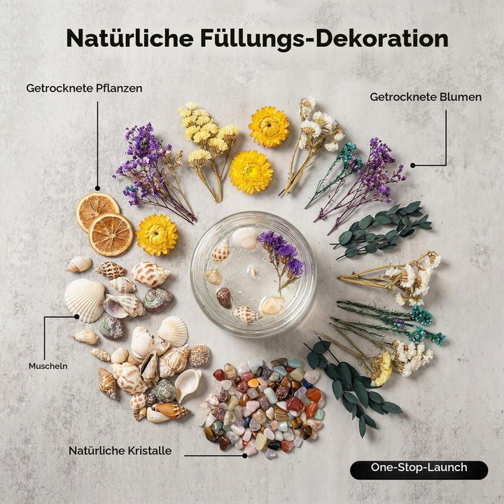 LumaCraft Kerzen Set zur Kerzenherstellung mit klarem Gelwachs – 2000g Transparentes Jelly Wachs mit