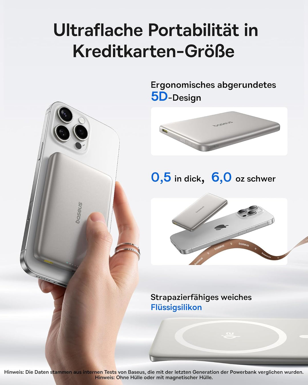 Baseus Picogo AM41 Power Bank, 10000mAh Qi2 Magsafe Powerbank 15W Wireless, Ultra Slim, PD 27W Schne
