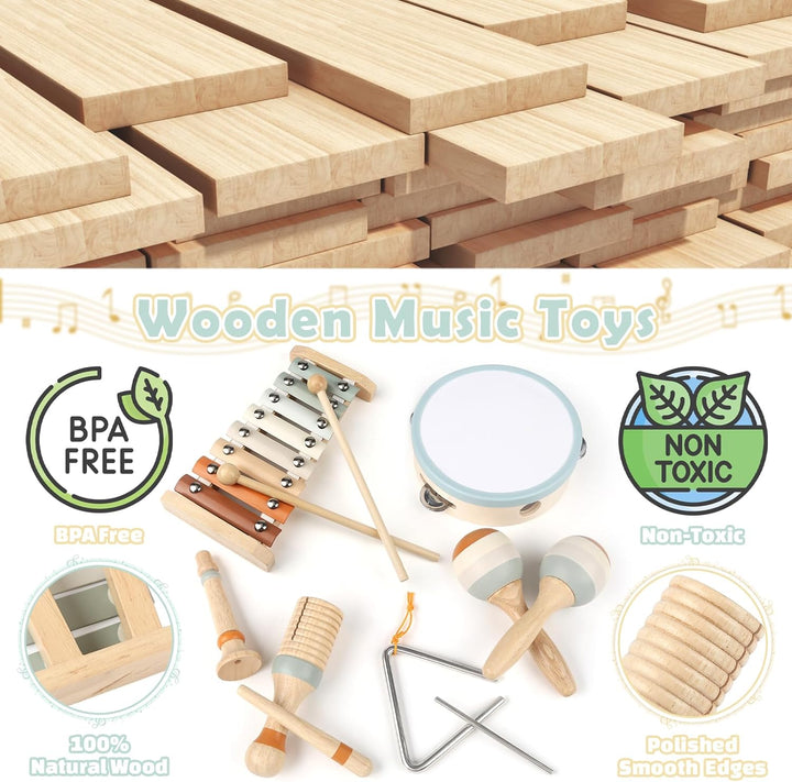 Musikinstrumente für Kinder Kinderspielzeug ab 3 Jahre holzspielzeug Trommel Xylophone für Kinder Ba