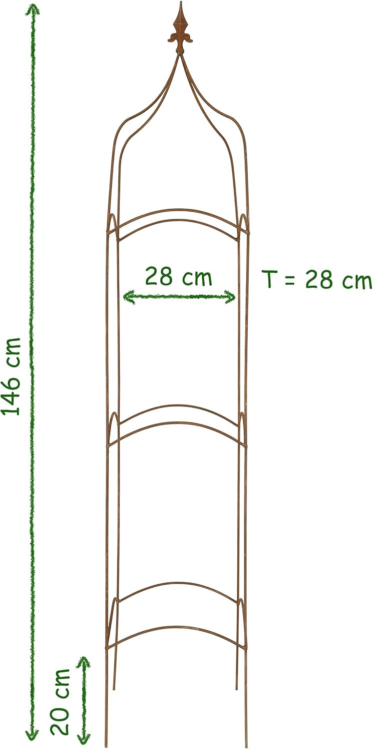 Gerry Rankgitter Rankhilfe Obelisk quadratisch m. Lilie Rankgerüst Metall Eisen Rost Deko (146cm hoc
