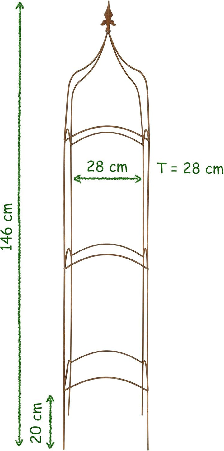 Gerry Rankgitter Rankhilfe Obelisk quadratisch m. Lilie Rankgerüst Metall Eisen Rost Deko (146cm hoc